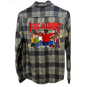 Upcycled Fat Albert Graphic Flannel Shirt Goodfellow & Co Small